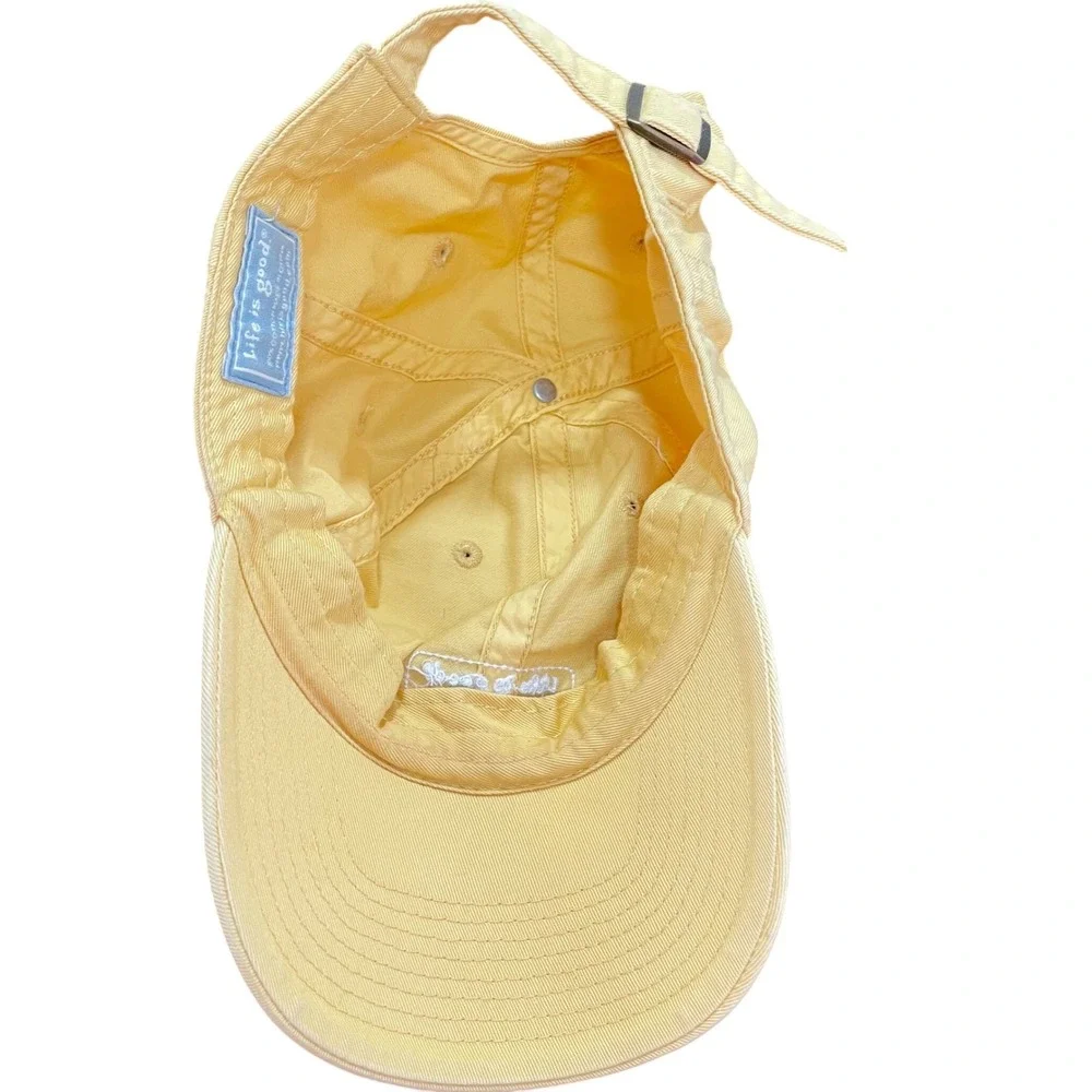 Life is Good Yellow Cotton Baseball Hat Adjustable Strap Cap Mens Womens